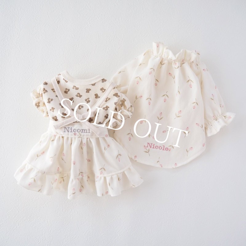 画像16: Flower danceバックリボンエプロンワンピース：pink tulip【名入れ無料】 (16)