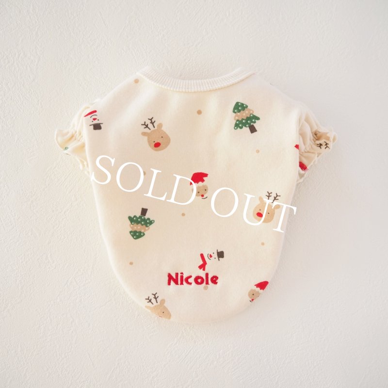 画像1: クリスマスワッフルパフスリーブ【名入れ無料】 (1)