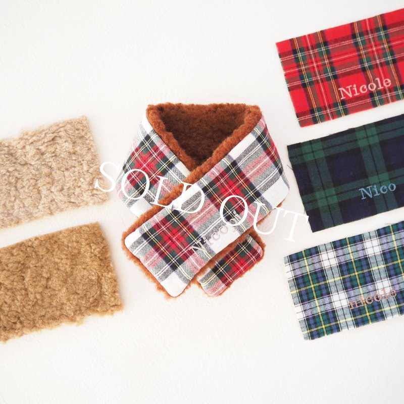 画像1: もこもこ×チェック：セレクトオーダーマフラー〈イタリア製スライバーボア〉【名入れ無料】 (1)