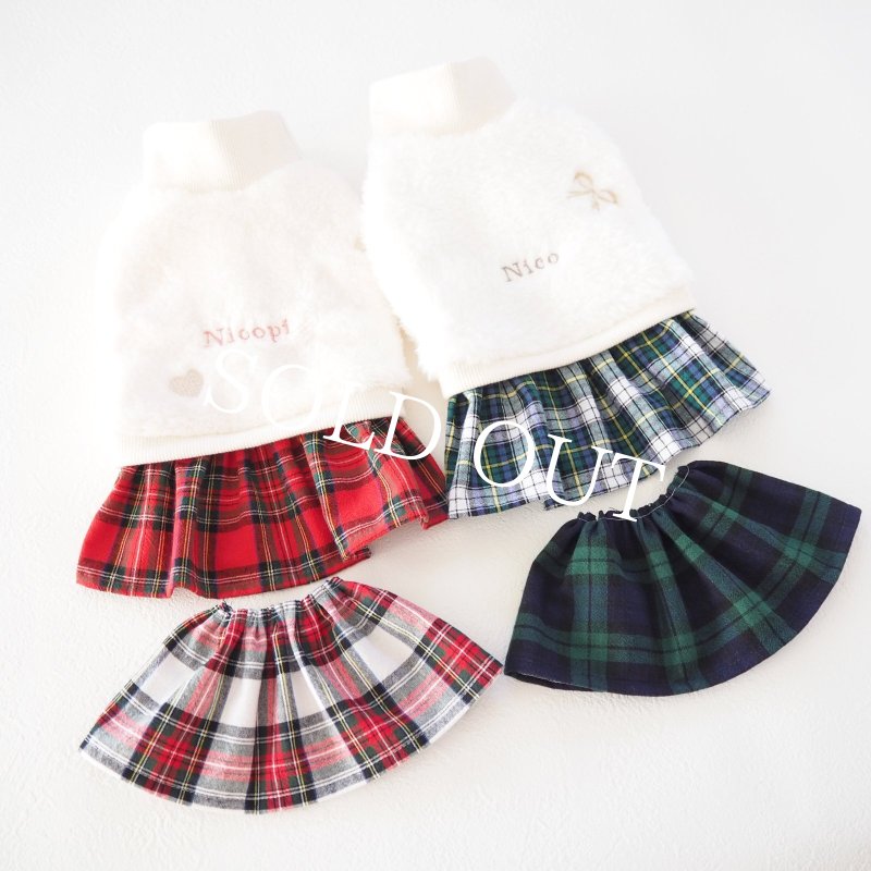 画像9: リボン刺繍：選べるチェックのファーワンピース：スノーホワイト【名入れ無料】 (9)