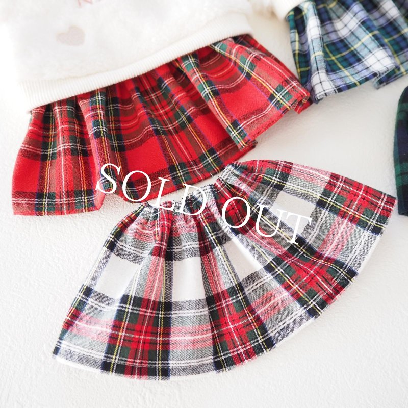 画像11: リボン刺繍：選べるチェックのファーワンピース：スノーホワイト【名入れ無料】 (11)