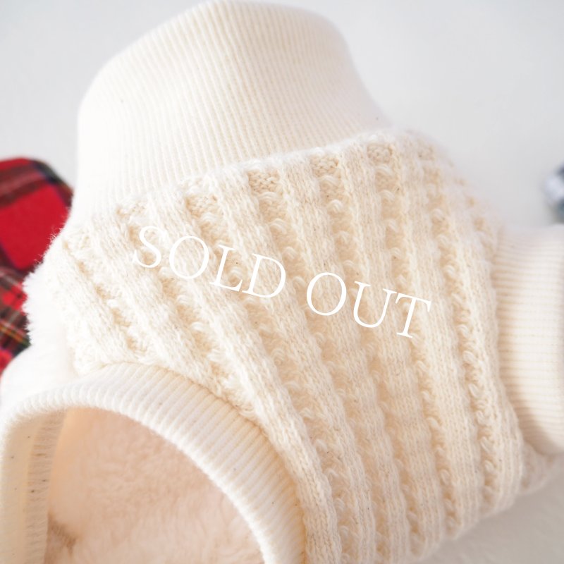 画像18: ハート刺繍：選べるチェックのファーワンピース：エクリュホワイト【名入れ無料】 (18)