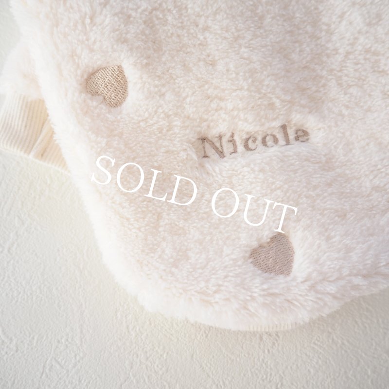 画像7: ハート刺繍ファーハイネック：エクリュホワイト【名入れ無料】 (7)