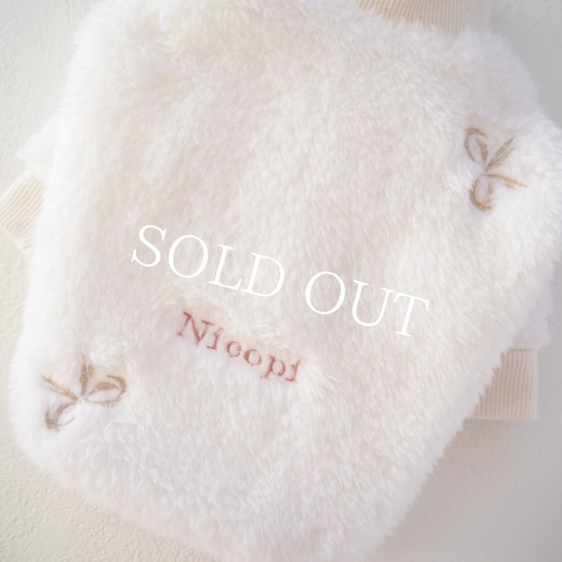 画像7: リボン刺繍ファーハイネック：スノーホワイト【名入れ無料】 (7)