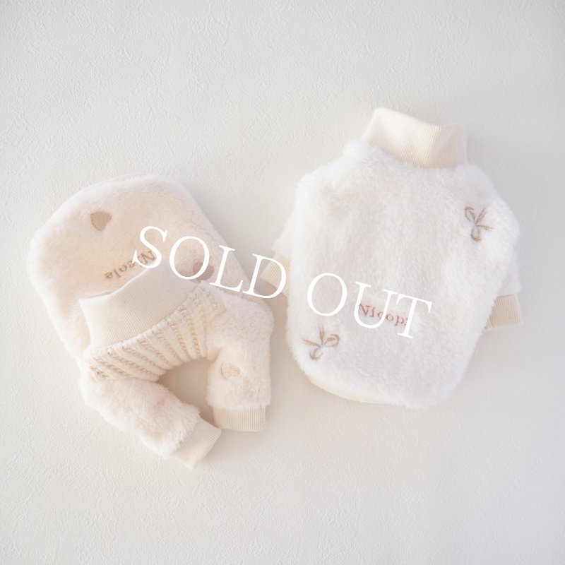 画像9: ハート刺繍ファーハイネック：エクリュホワイト【名入れ無料】 (9)