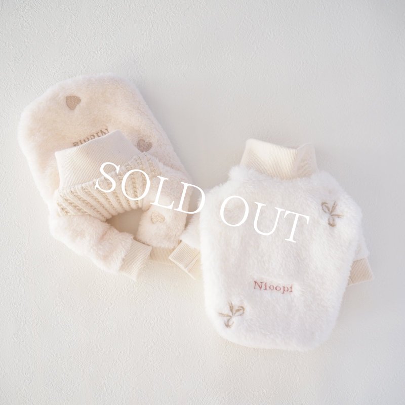 画像8: リボン刺繍ファーハイネック：スノーホワイト【名入れ無料】 (8)