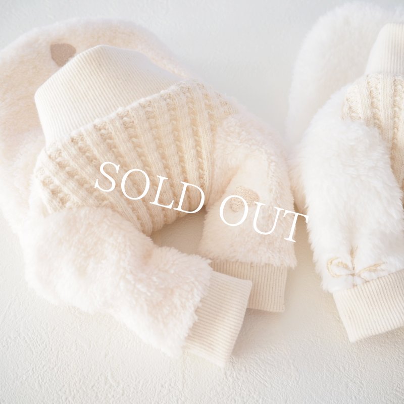 画像11: ハート刺繍ファーハイネック：エクリュホワイト【名入れ無料】 (11)