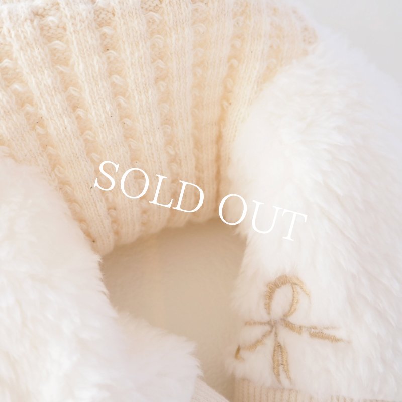 画像16: くまうさ×リボン刺繍ファーフーディー：スノーホワイト【名入れ無料】 (16)