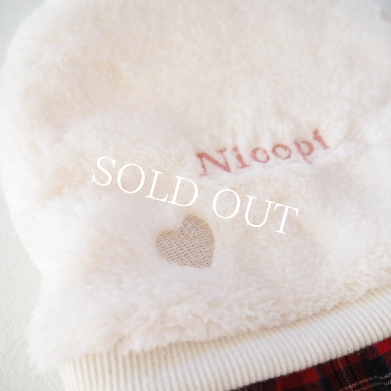 画像27: ハート刺繍：選べるチェックのファーワンピース：エクリュホワイト【名入れ無料】 (27)