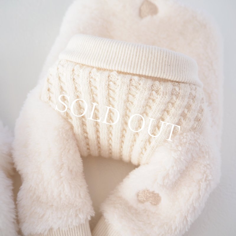 画像16: ハート刺繍ファーハイネック：エクリュホワイト【名入れ無料】 (16)