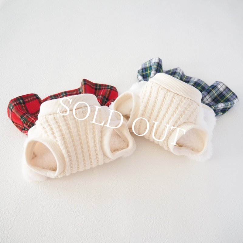 画像17: リボン刺繍：選べるチェックのファーワンピース：スノーホワイト【名入れ無料】 (17)