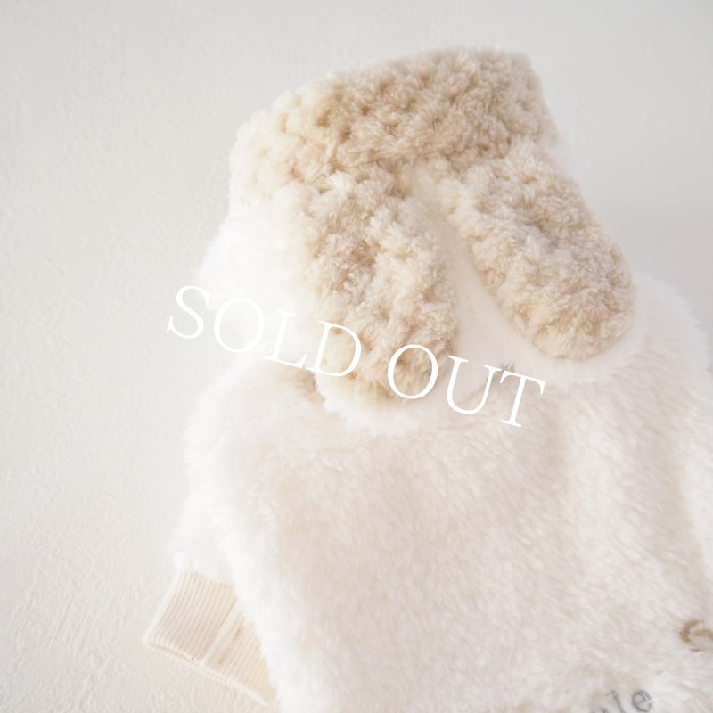 画像14: くまうさ×リボン刺繍ファーフーディー：スノーホワイト【名入れ無料】 (14)