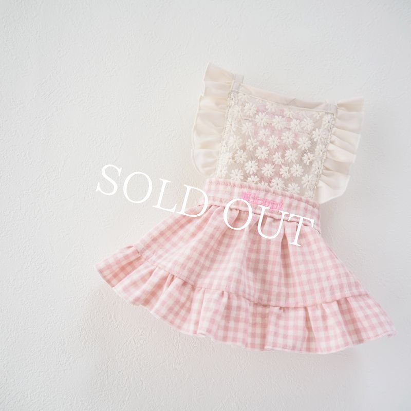 画像2: シアーマーガレットフリルエプロンドレス：ピンクギンガム【名入れ無料】 (2)