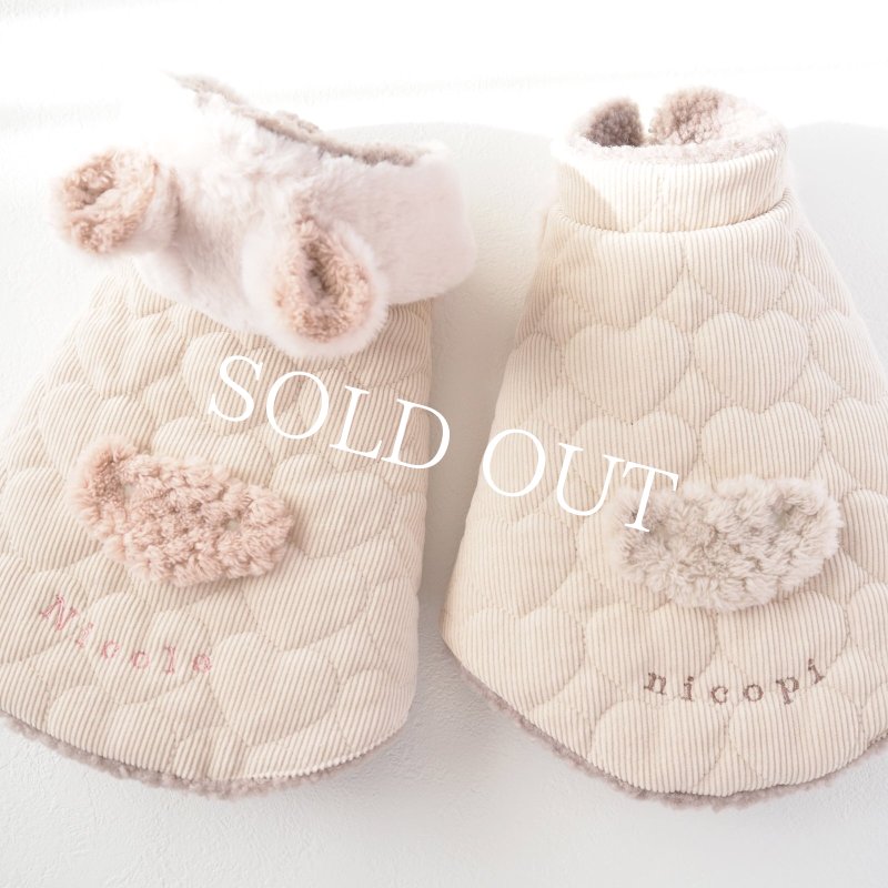 画像12: かんたんアウター：ハートコーデュロイキルティングケープベスト：くま耳フード【名入れ無料】 (12)