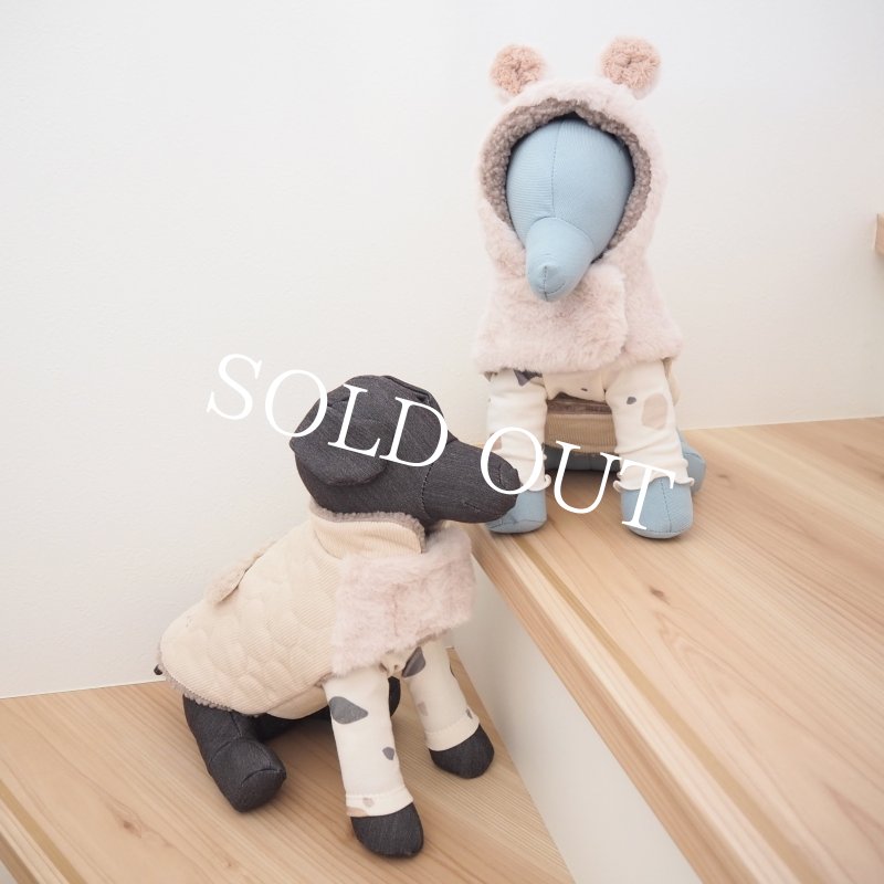 画像29: かんたんアウター：ハートコーデュロイキルティングケープベスト：くま耳フード【名入れ無料】 (29)