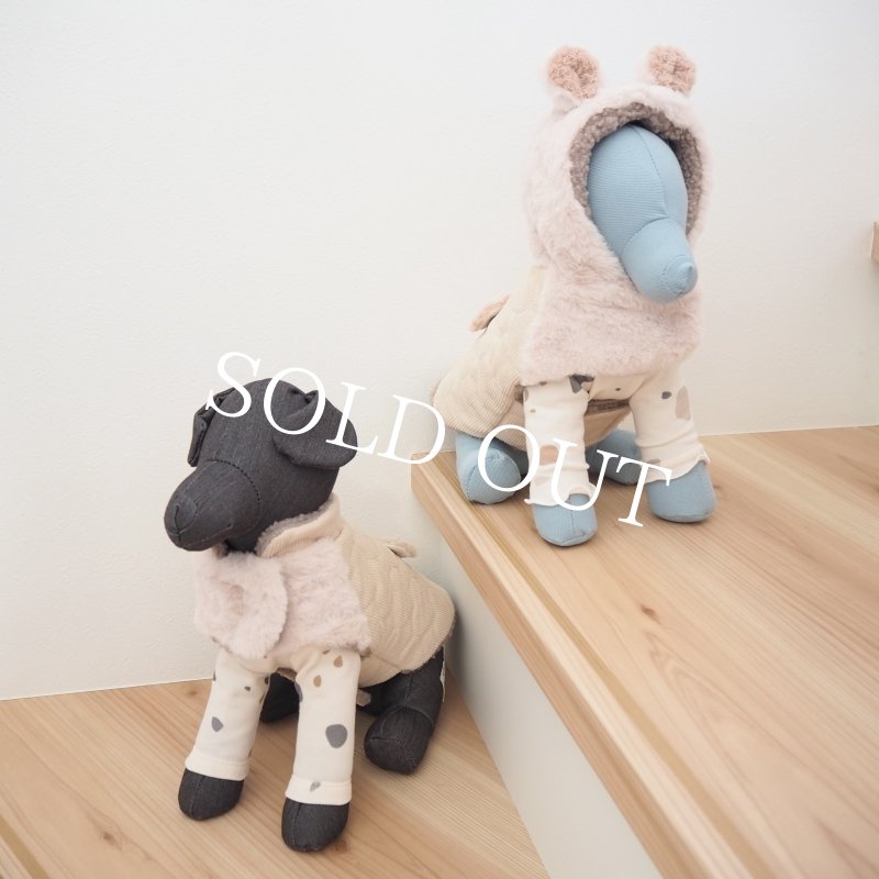 画像30: かんたんアウター：ハートコーデュロイキルティングケープベスト：くま耳フード【名入れ無料】 (30)