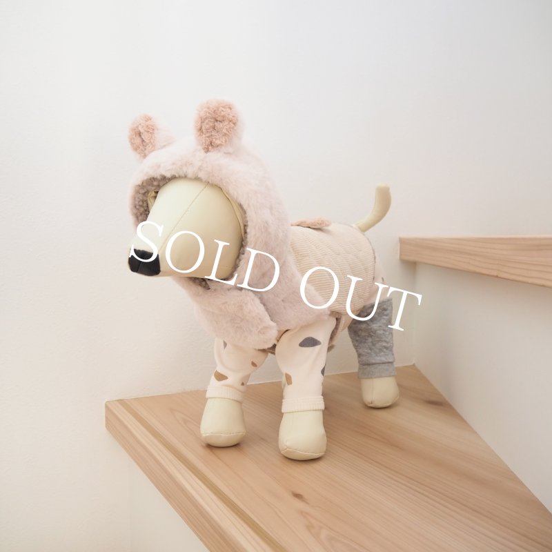 画像32: かんたんアウター：ハートコーデュロイキルティングケープベスト：くま耳フード【名入れ無料】 (32)