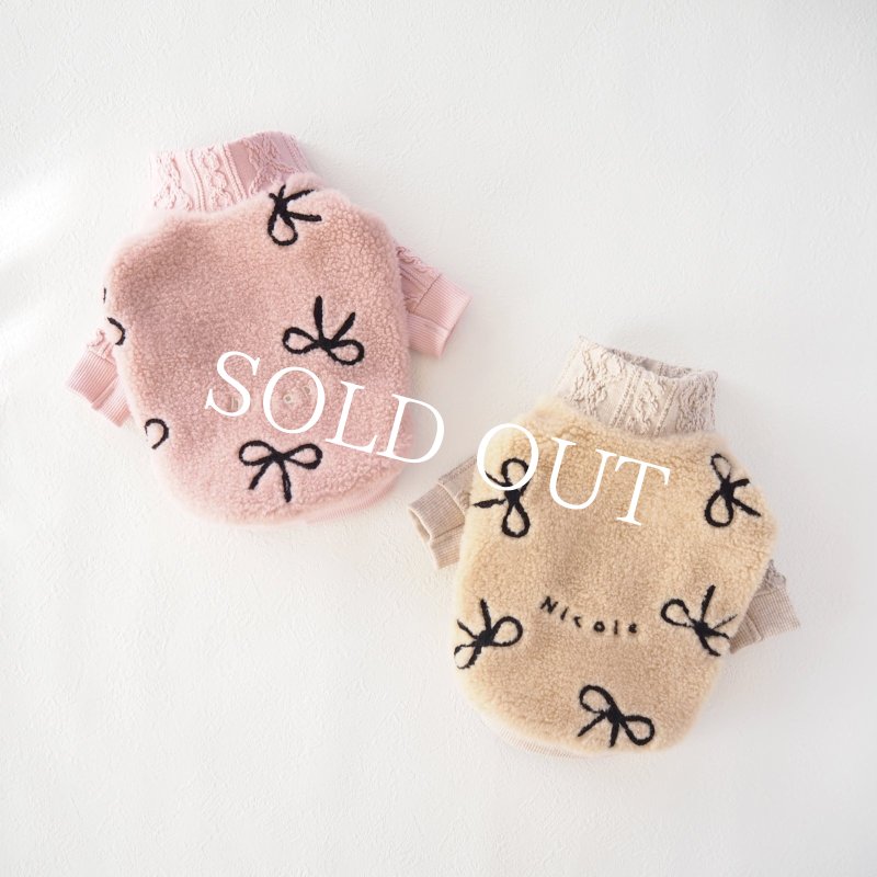 画像8: 刺繍リボンボアハイネック：ビスケットベージュ【名入れ無料】 (8)