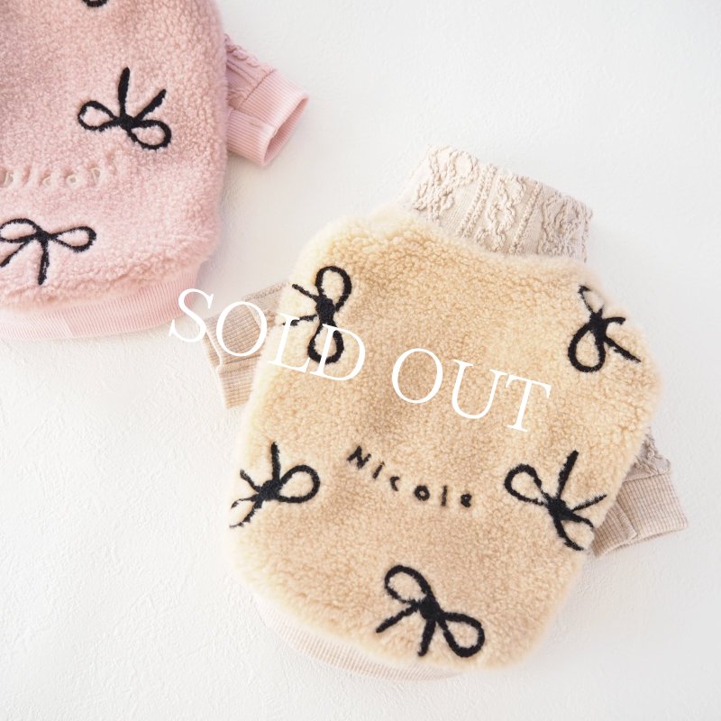 画像7: 刺繍リボンボアハイネック：ビスケットベージュ【名入れ無料】 (7)