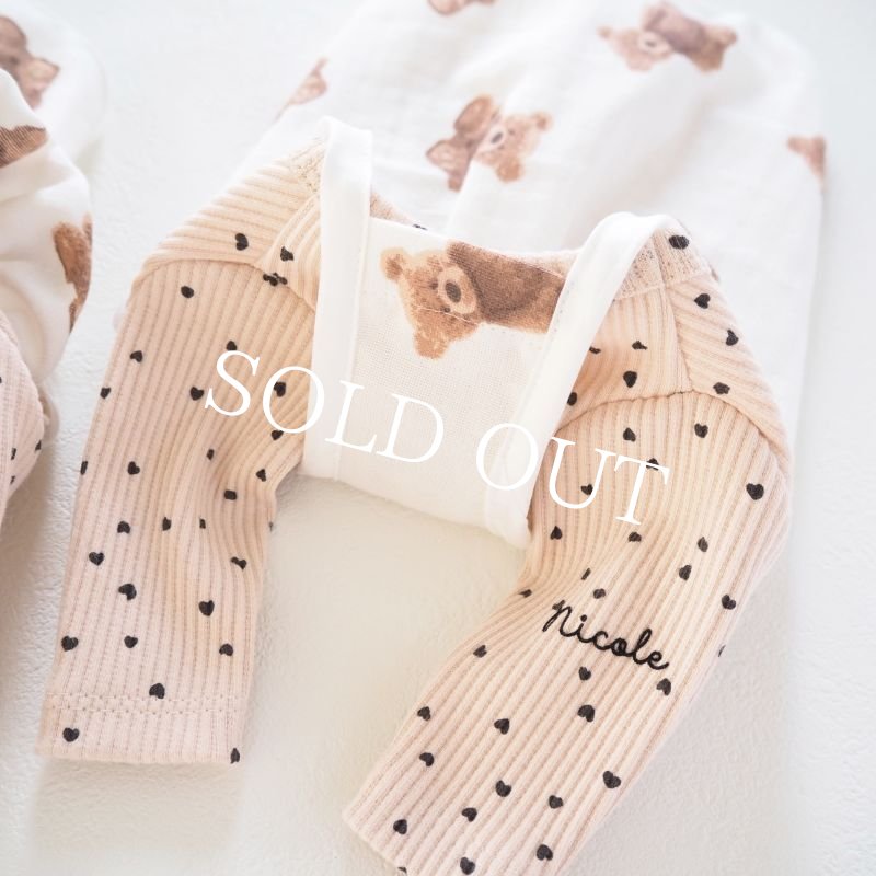 画像13: ハートドットロンTee：baby pink beige【名入れ無料】半袖/袖無しへの変更可◎ (13)