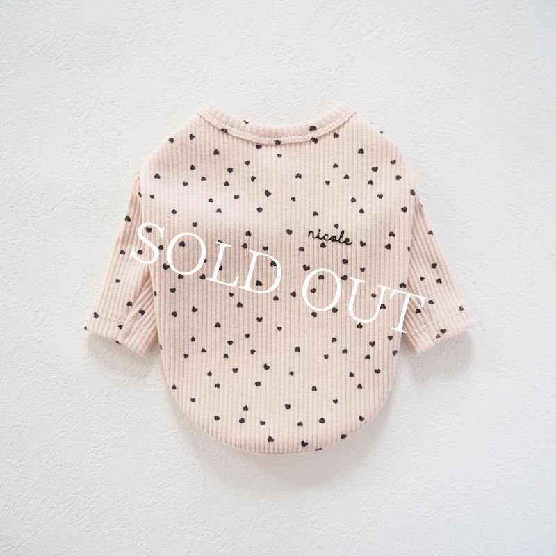 画像1: ハートドットロンTee：baby pink beige【名入れ無料】半袖/袖無しへの変更可◎ (1)