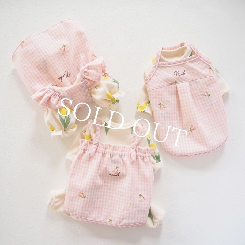 画像7: 【★】バックダブルストラップ：ピンクギンガムチェック：さくらんぼ刺繍【名入れ無料】 (7)