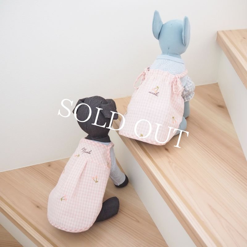 画像18: 【★】バックダブルストラップ：ピンクギンガムチェック：さくらんぼ刺繍【名入れ無料】 (18)