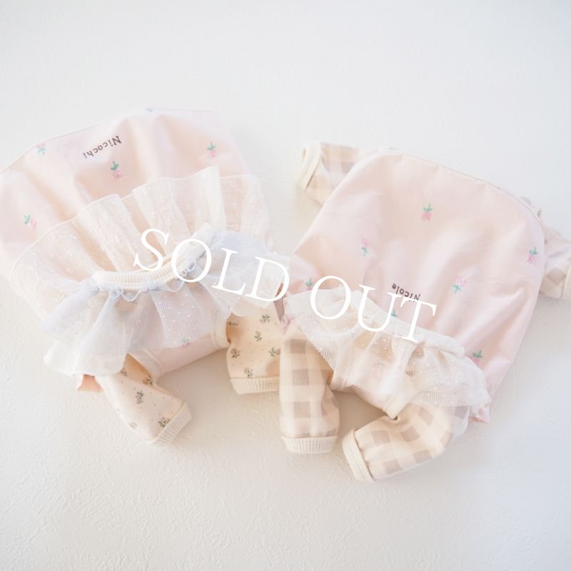 画像14: ネックフリルやわらかロンパース：チェック【名入れ無料】半袖/袖無しへの変更可◎ (14)