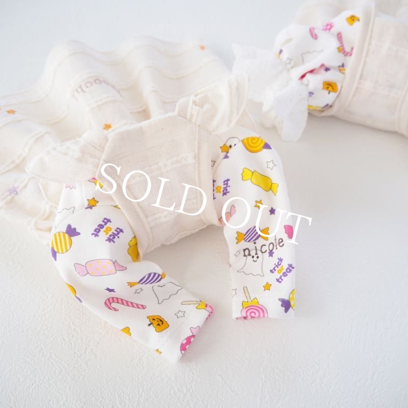 画像10: ハロウィン星の刺繍：もこもこボーダーワンピース【名入れ無料】 (10)