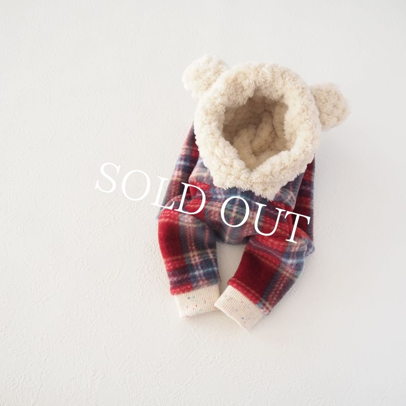 画像8: チェックのくまうさフーディー：Red【名入れ無料】半袖/袖無しへの変更可◎ (8)