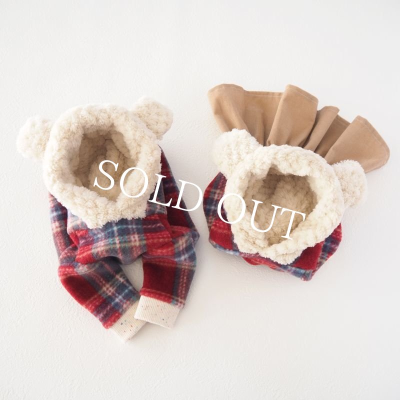 画像9: チェックのくまうさフーディー：Red【名入れ無料】半袖/袖無しへの変更可◎ (9)