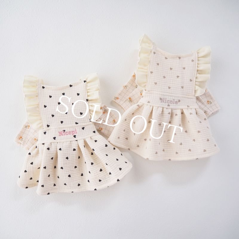 画像15: 【予約販売】5月下旬頃発送目安【完全受注】little heartフリルエプロンドレス：black【名入れ無料】 (15)