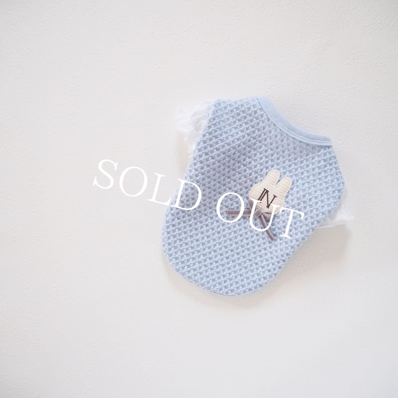 画像9: 袖コンシャスうさぎイニシャルぽこぽこニット：アイスブルー【名入れ無料】 (9)