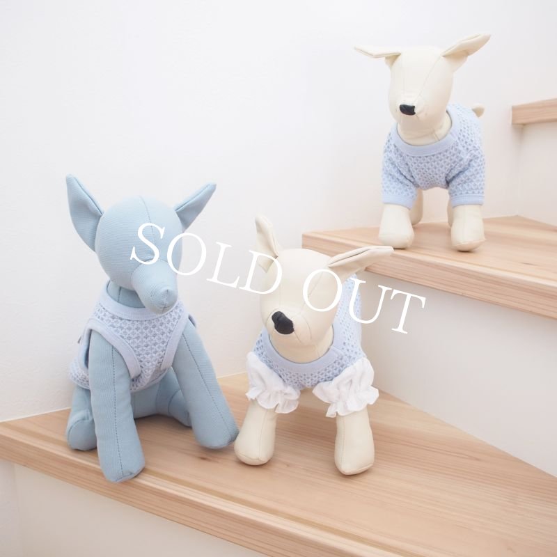 画像16: 袖コンシャスうさぎイニシャルぽこぽこニット：アイスブルー【名入れ無料】 (16)