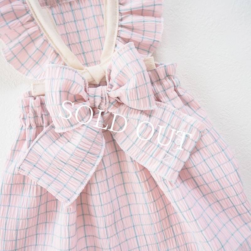 画像4: summer pop：ピーチピンクのフリルリボンドレス【名入れ無料】 (4)