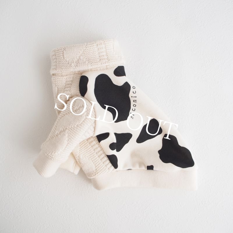 画像1: も〜も〜アランニットハイネック：black*いつものうしさん【名入れ無料】半袖/袖無しへの変更可◎ (1)