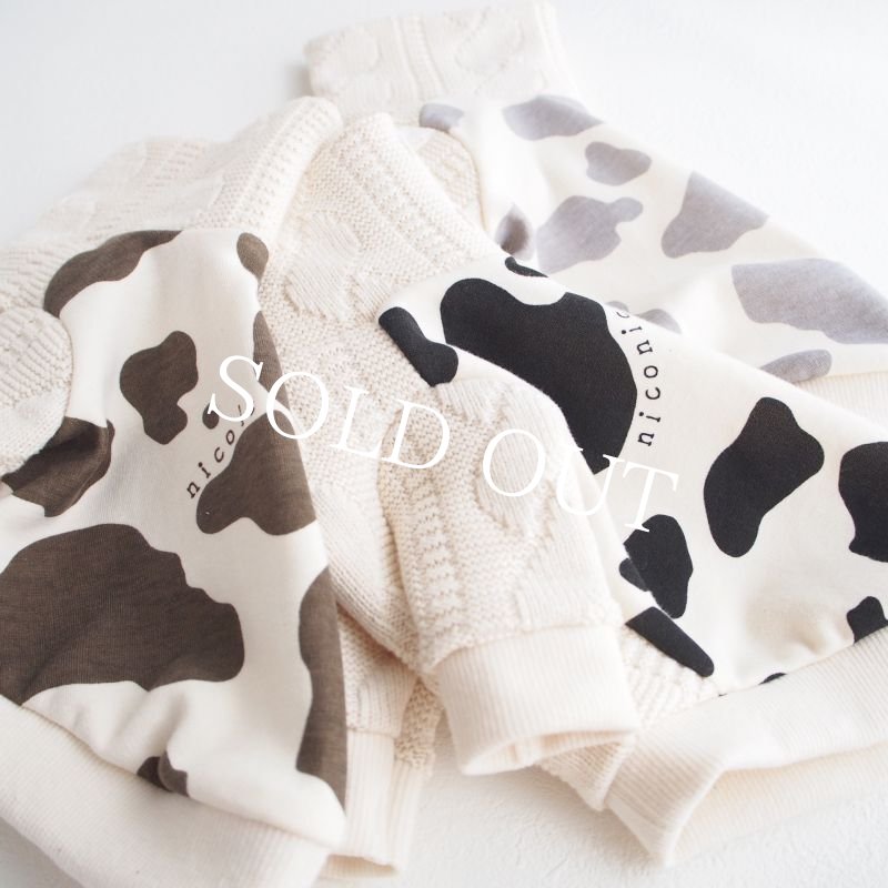 画像11: も〜も〜アランニットハイネック：black*いつものうしさん【名入れ無料】半袖/袖無しへの変更可◎ (11)