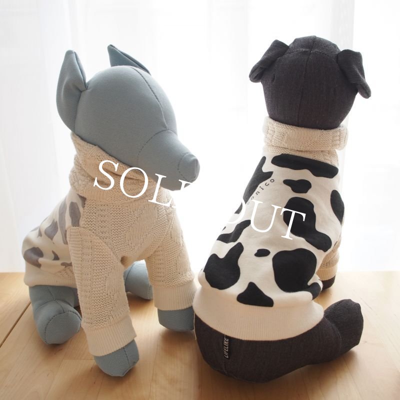 画像14: も〜も〜アランニットハイネック：black*いつものうしさん【名入れ無料】半袖/袖無しへの変更可◎ (14)