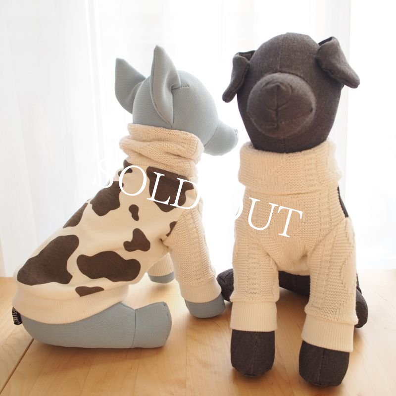 画像16: も〜も〜アランニットハイネック：black*いつものうしさん【名入れ無料】半袖/袖無しへの変更可◎ (16)